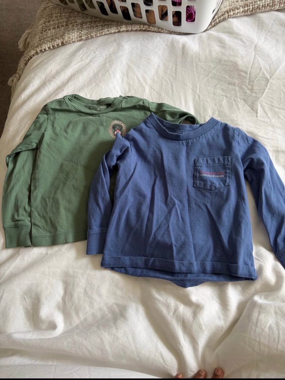 Vineyard Vines Kids Long-Sleeve Pocket Tee - Blue and Green